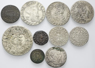 LOTTI MULTIPLI
XVI- XVIII secolo.
Lotto di 10 monete in argento e mistura estere (Polonia, Germania, Lituania) di piccolo modulo: Schilling, 6 Grosc...