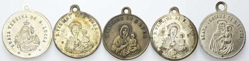 BOLOGNA
XX secolo.
Lotto di cinque medaglie devozionali con la B. Vergine di S...