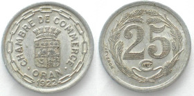 ALGERIA - ORAN 25 centimes 1922 Alu AU!