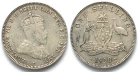 AUSTRALIA. Shilling 1910 EDWARD VII silver aXF!