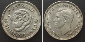 AUSTRALIA. Shilling 1939, George VI, silver, UNC-!