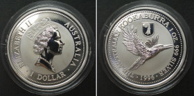 AUSTRALIAN KOOKABURRA. 1 Dollar 1996, Privy mark BASEL, silver 1 oz, BU