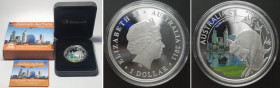 AUSTRALIA. CELEBRATE AUSTRALIA - WESTERN AUSTRALIA 1 Dollar 2011 KANGAROO Colored, silver, 1 oz, Proof