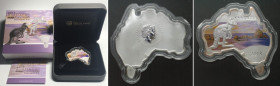 AUSTRALIA. AUSTRALIAN KANGAROO, Map shaped, 1 $ 2013, silver 1 oz, COLORED