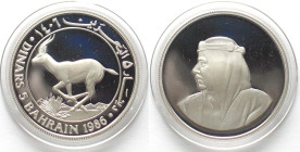 BAHRAIN 5 Dinars 1986 Gazelle WWF silver Proof
