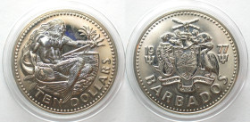 BARBADOS 10 Dollars 1977 FM (U) NEPTUNE Cu-Ni Prooflike RARE!!! 468 pcs. only!