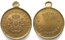 CONGO FREE STATE. Soldier medal 1895-1905, brass, 35mm, rare! XF