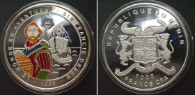 BENIN 1000 Francs CFA 1996 Drake WORLD OF ADVENTURE silver 1oz COLORED