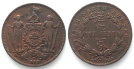 BRITISH NORTH BORNEO Cent 1888 H bronze VF