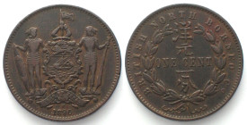 BRITISH NORTH BORNEO Cent 1890 H bronze VF+