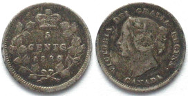 CANADA 5 Cents 1899 - small 9 variety - VICTORIA silver VF+, KM 2.