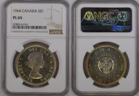 CANADA 1964 CHARLOTTETOWN PROOFLIKE SILVER DOLLAR NGC PL 65