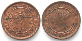 CEYLON 1/4 Cent 1901 VICTORIA copper UNC!