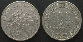 CHAD. 100 Francs 1972, nickel, VF/VF+