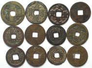 CHINA Bulk of 12 cash coins, different eras