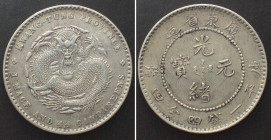 CHINA - KWANGTUNG 20 Cents ND (1890-1908) KUANG-HSU silver AU!