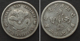 CHINA - KIANGNAN 10 Cents 1899, large rosettes, silver VF