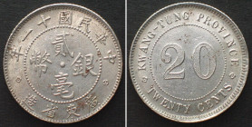 CHINA - KWANGTUNG 20 Cents Y.11 (1922) REPUBLIC silver UNC-!