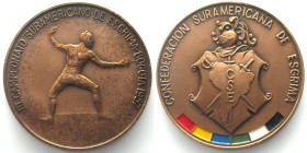 CONFEDERACION SURAMERICANA DE ESGRIMA / III. CAMPEONATO SURAMERICANO DE ESGRIMA - BOGOTA 1957, bronze, 50mm, UNC-