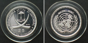 EQUATORIAL GUINEA. 25 Pesetas 1970, UNITED NATIONS, silver Proof SCARCE!