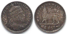 ETHIOPIA. Gersh EE 1895 (1903) MENELIK II silver UNC!