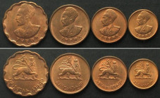 ETHIOPIA 1, 5, 10, 25 Cents 1944 HAILE SELASSIE copper UNC!