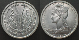 FRENCH WEST AFRICA. 2 Francs 1955, Alu, BU!