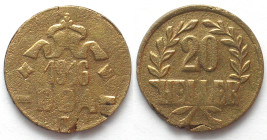GERMAN EAST AFRICA 20 Heller 1916 T - TABORA brass UNC!!!