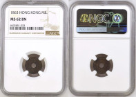 HONG KONG. Mil 1863 VICTORIA bronze NGC MS 62 BN