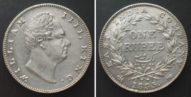 INDIA-BRITISH. Rupee 1835, Bombay mint, WILLIAM IV, silver, UNC-!