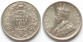 INDIA-BRITISH. 2 Annas 1917 GEORGE V Calcutta mint silver UNC!