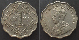 INDIA-BRITISH. 1 Anna 1934, Calcutta mint, GEORGE V, Cu-Ni, AU! KM# 513.