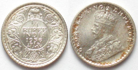 INDIA-BRITISH. 1/4 Rupee 1936 Calcutta GEORGE V silver BU! KM# 518.