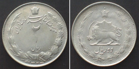 IRAN 2 Rials SH 1323 (1944) Muhammad Reza Pahlavi Shah, silver, UNC!!! KM# 1144.