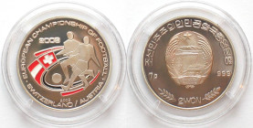 NORTH KOREA 2 Won 2003 FOOTBALL WORLD CUP 2008 silver colored Proof PP
