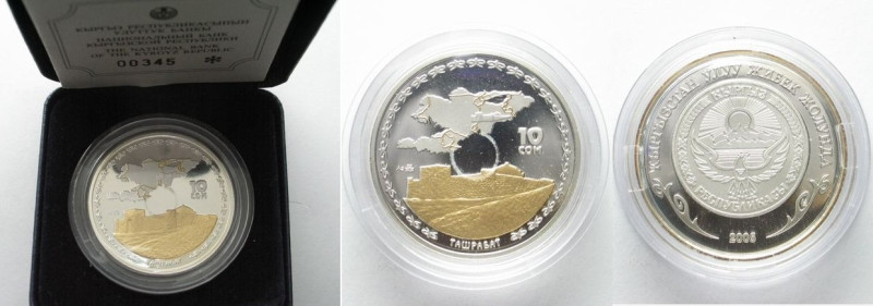 KYRGYZSTAN. 10 Som 2005, Silk Road Series, 1st issue, TASHRABAT, silver, Proof, ...