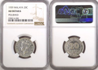MALAYA. 20 Cents 1943, GEORGE VI silver, NGC AU Details
