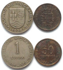 PORTUGUESE MOZAMBIQUE 1 Escudo 1936 VF & 50 Centavos 1945 XF