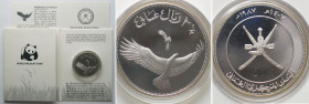 OMAN. 2-1/2 Omani Rial 1987 Verreaux's Eagle WWF silver Proof