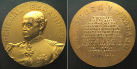 PERU. Medal 1939 GENERAL BENAVIDES, by Pareja, 69mm, RRR!