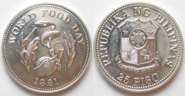 PHILIPPINES 25 Piso 1981 FM (U) WORLD FOOD DAY silver Prooflike
