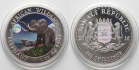 SOMALIA 100 Shillings 2016 Elephant AFRICAN WILDLIFE silver 1 oz COLORED
