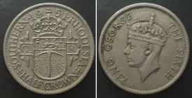 SOUTHERN RHODESIA 1/2 Crown 1951 GEORGE VI Cu-Ni aXF