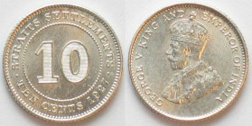 STRAITS SETTLEMENTS. 10 cents 1927, George V, silver, UNC!