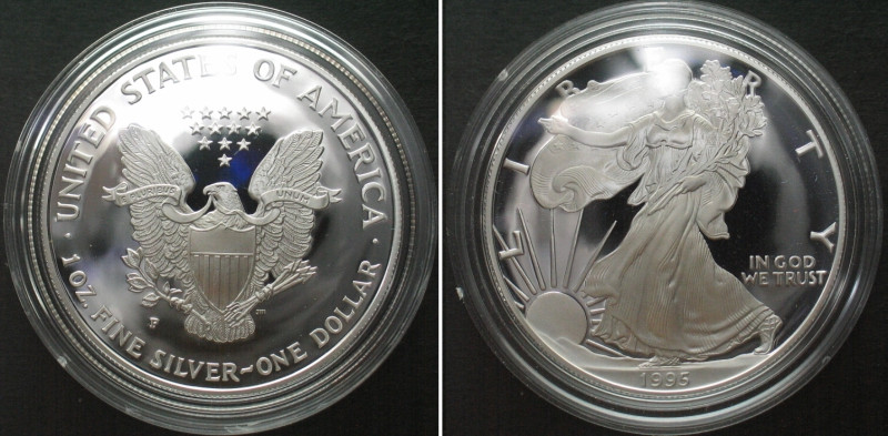 US 1995 AMERICAN EAGLE SILVER DOLLAR 1 oz silver Proof. KM# 273.