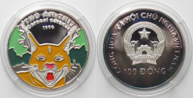 VIET NAM 100 Dong 1996 Caracal FELIDAE silver multicolor Proof RARE!