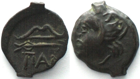 CIMMERIAN BOSPOROS. Pantikapaion, AE 20mm 300-250 BC, Pan / bow, arrow AU! BMC 2...