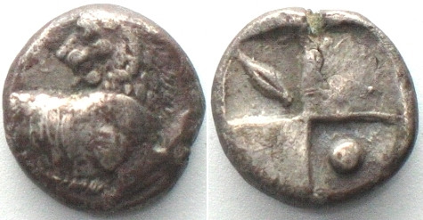THRACE. Chersonesos, AR Hemidrachm, 400-350 BC, pellet & barley corn, XF. Size: ...