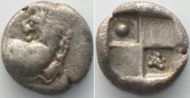 THRACE. Chersonesos, AR Hemidrachm, 400-350 BC, pellet & bunch of grapes, AU!