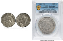 Naples. Philip II of Spain 1/2 Ducato ND (1554-98) XF Details (Environmental Damage) PCGS, Cag-54, MIR-172. A lovely example featuring the bare head o...
